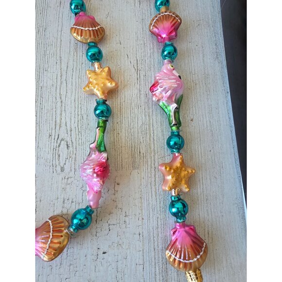 Radko flamingo shell keys Garland RARE vintage Glass Pink glitter gold Xmas tree - Picture 9 of 13